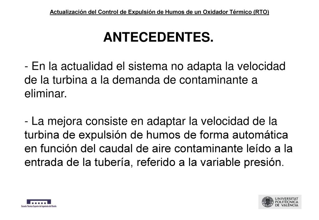 Actualización del Control de Expulsión de Humos de un Oxidador Térmico (RTO)