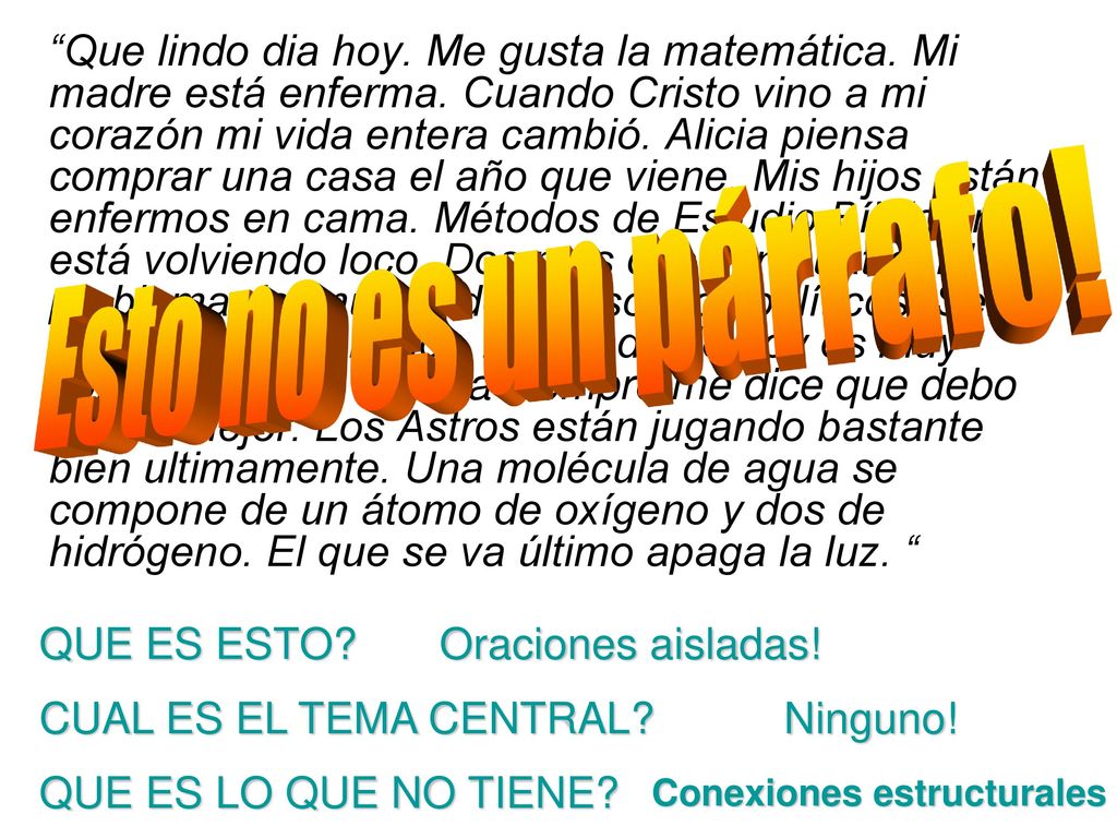 Que lindo dia hoy. Me gusta la matemática. Mi madre está enferma