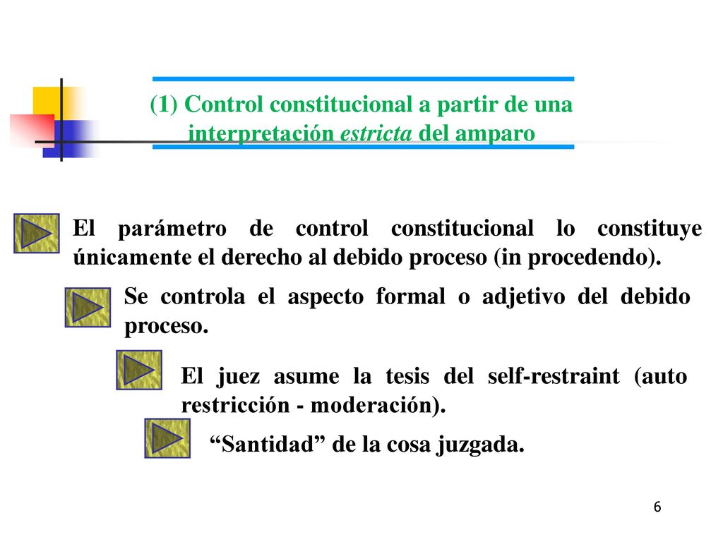 (1) Control constitucional a partir de una interpretación estricta del amparo