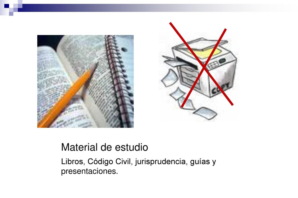 Material de estudio Libros, Código Civil, jurisprudencia, guías y presentaciones.
