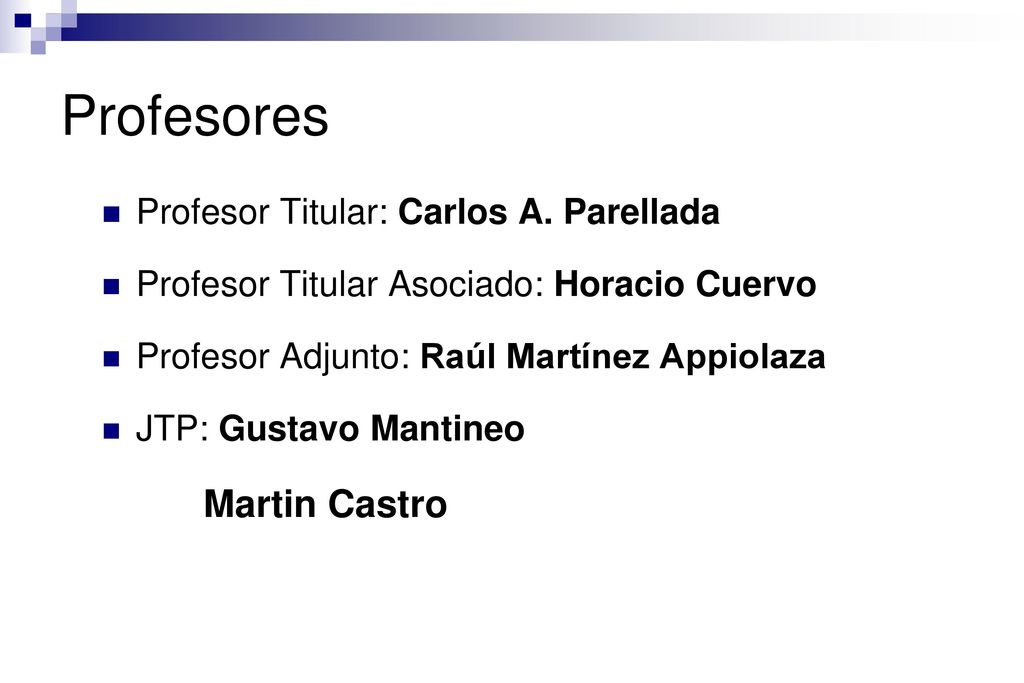 Profesores Martin Castro Profesor Titular: Carlos A. Parellada