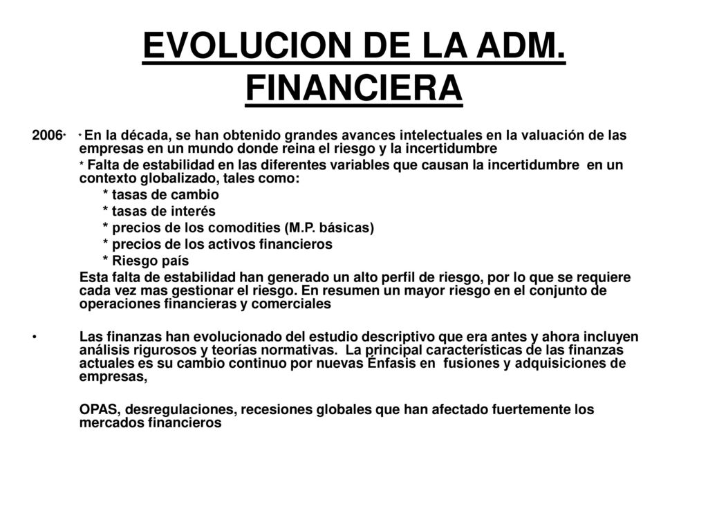 EVOLUCION DE LA ADM. FINANCIERA