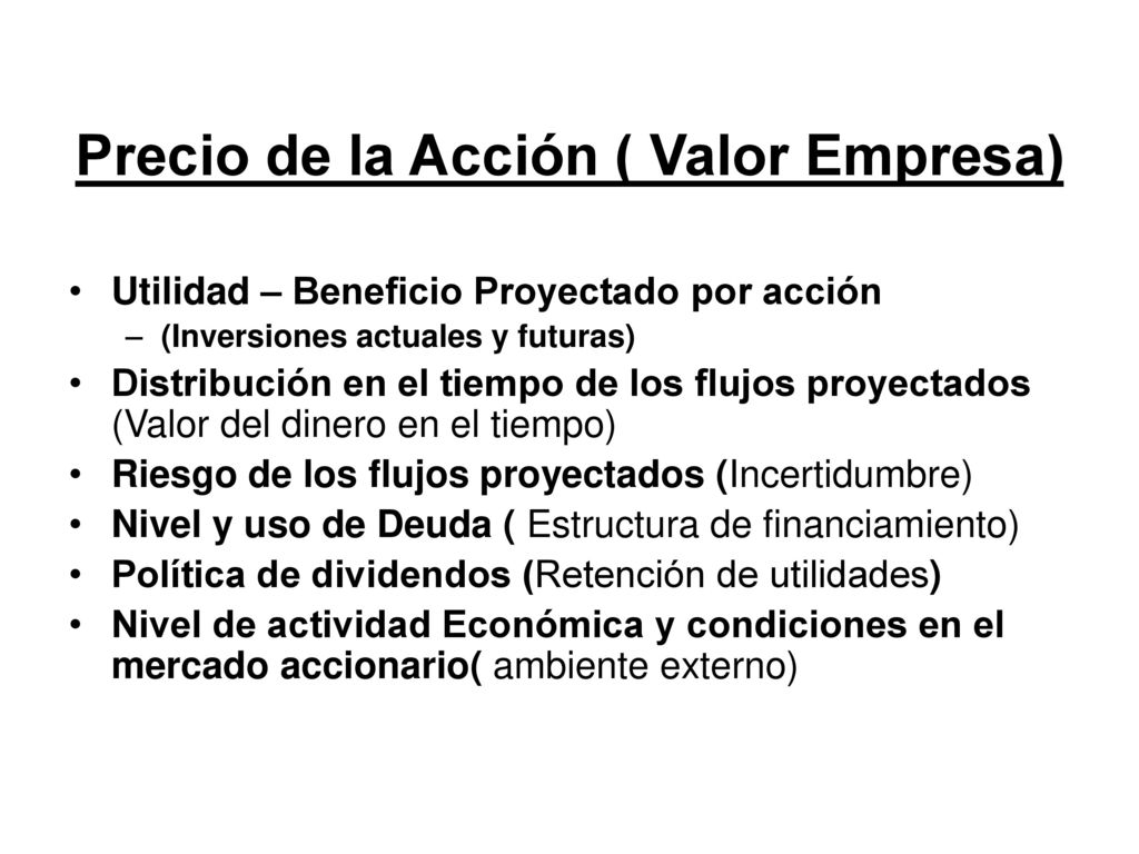 Precio de la Acción ( Valor Empresa)