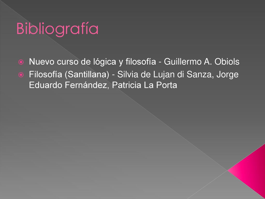 Bibliografía Nuevo curso de lógica y filosofía - Guillermo A. Obiols