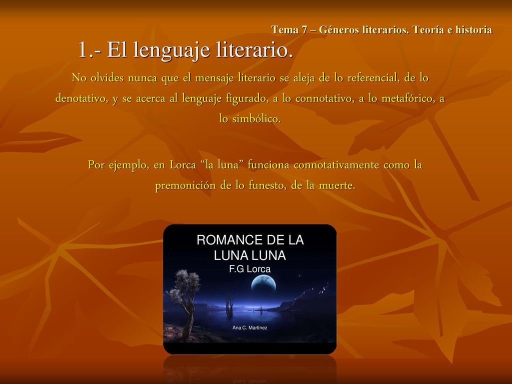 Tema 7 – Géneros literarios. Teoría e historia