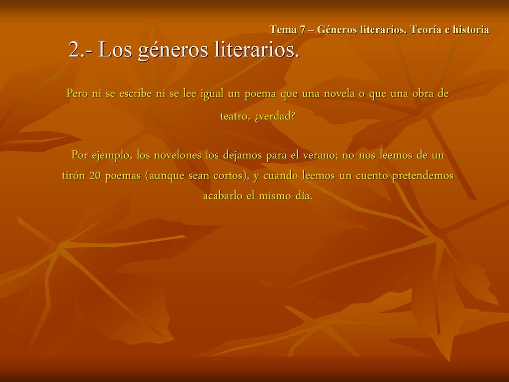 Tema 7 – Géneros literarios. Teoría e historia