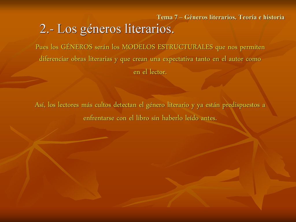 Tema 7 – Géneros literarios. Teoría e historia