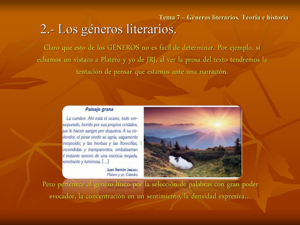Tema 7 – Géneros literarios. Teoría e historia