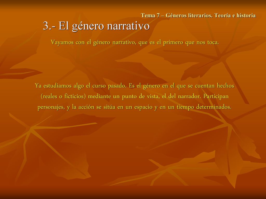 Tema 7 – Géneros literarios. Teoría e historia