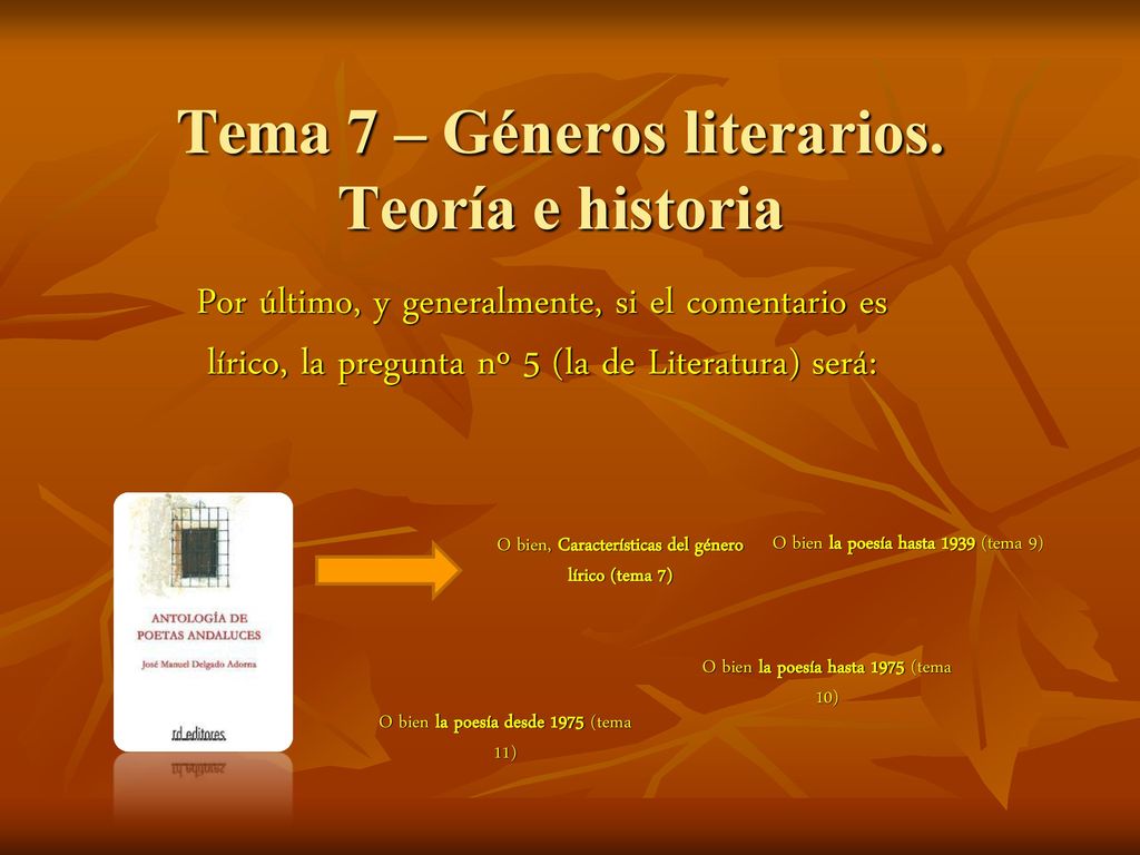 Tema 7 – Géneros literarios. Teoría e historia