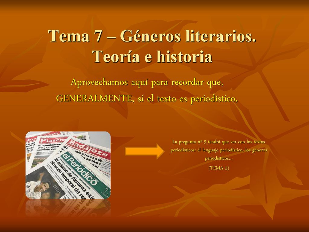 Tema 7 – Géneros literarios. Teoría e historia