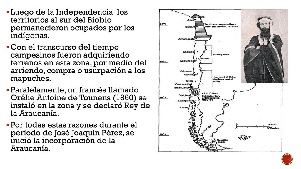 Luego de la Independencia los territorios al sur del Biobío permanecieron ocupados por los indígenas.