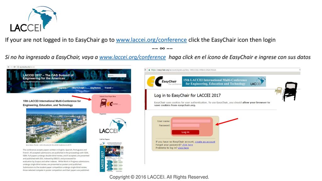 If your are not logged in to EasyChair go to www. laccei