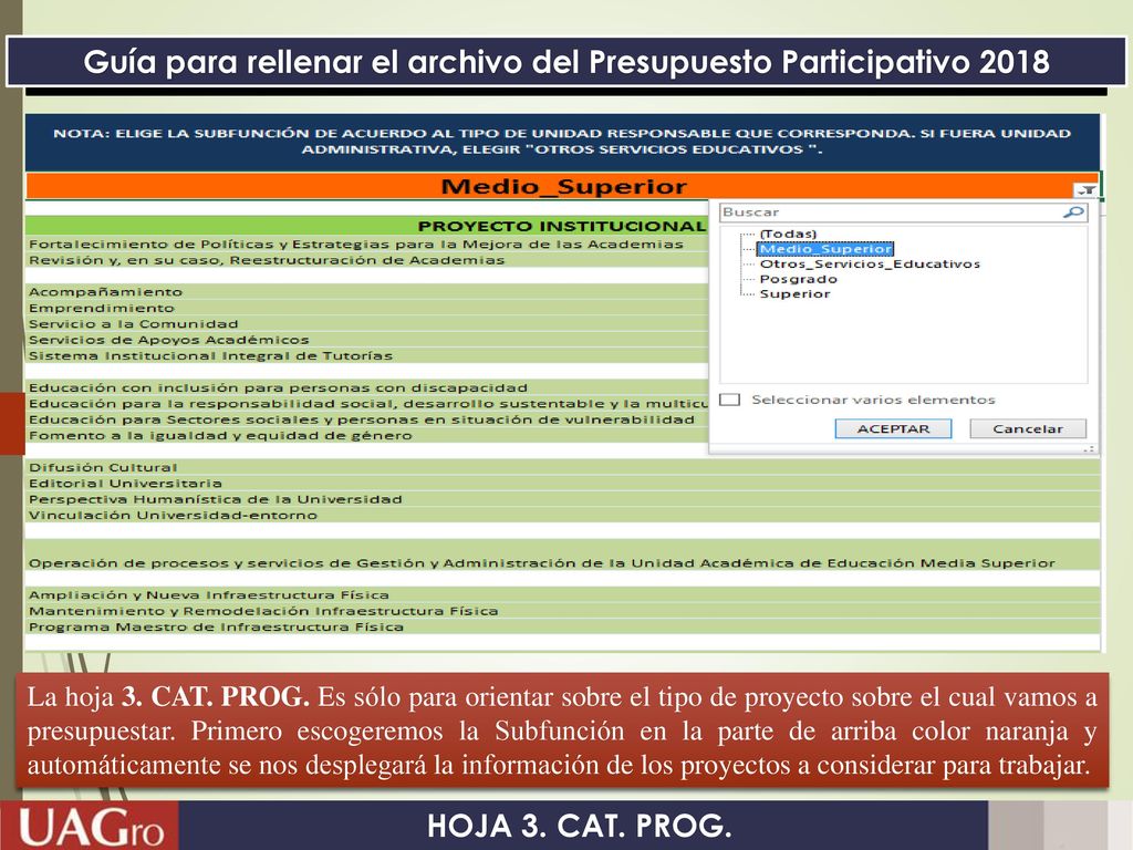 Guía para rellenar el archivo del Presupuesto Participativo 2018