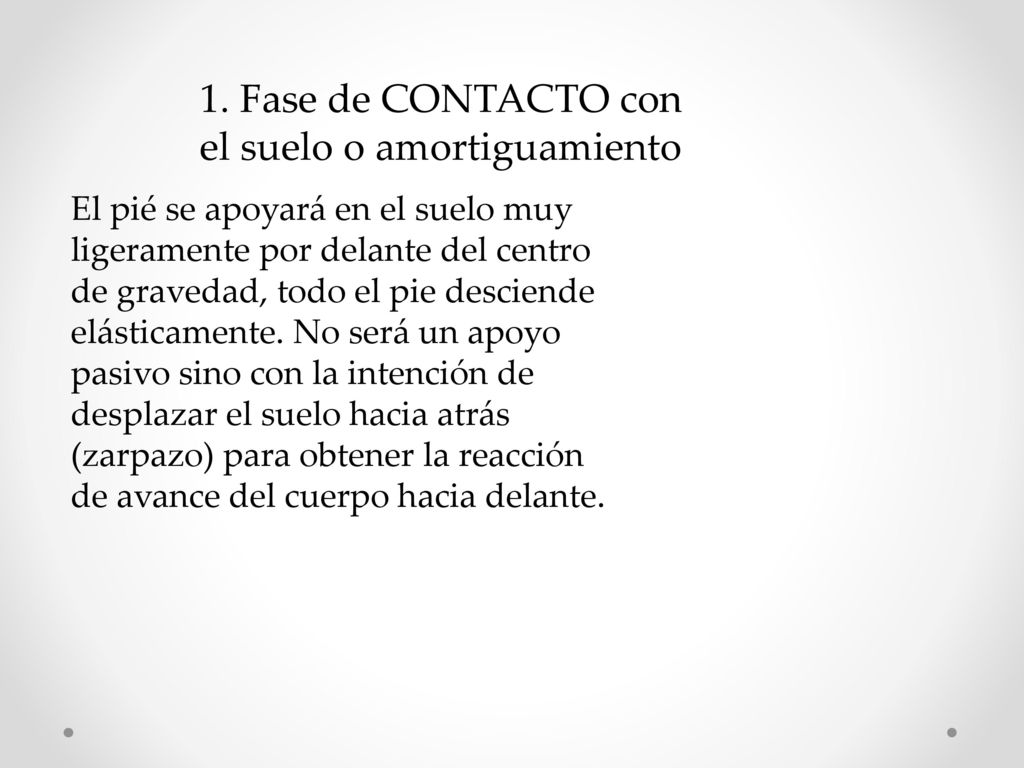 1. Fase de CONTACTO con el suelo o amortiguamiento