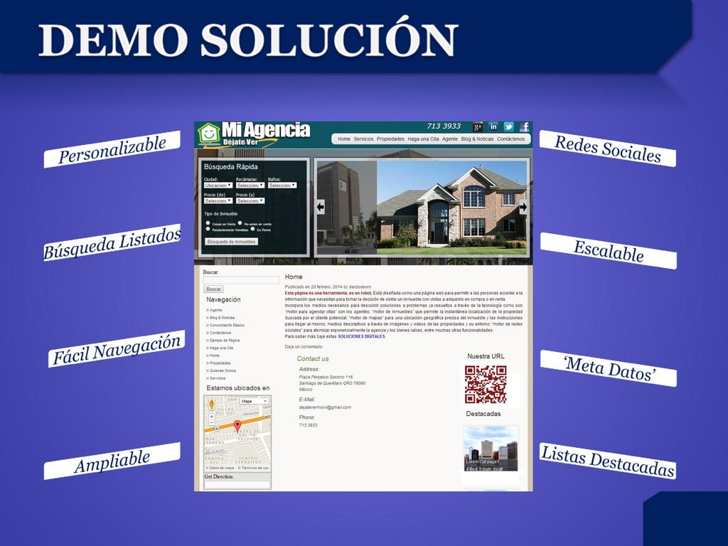 DEMO SOLUCIÓN Personalizable Redes Sociales Búsqueda Listados