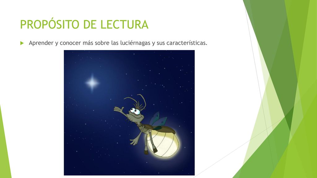 PROPÓSITO DE LECTURA Aprender y conocer más sobre las luciérnagas y sus características.