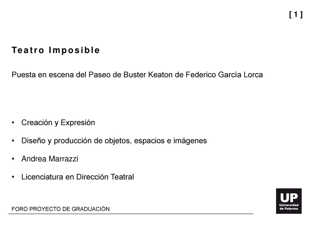 SLIDE / 1: Presentación (datos del expositor y del PG)