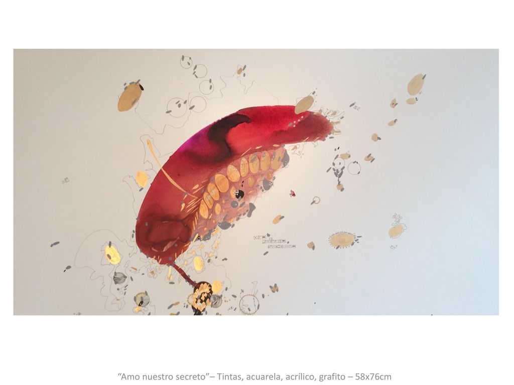 Amo nuestro secreto – Tintas, acuarela, acrílico, grafito – 58x76cm