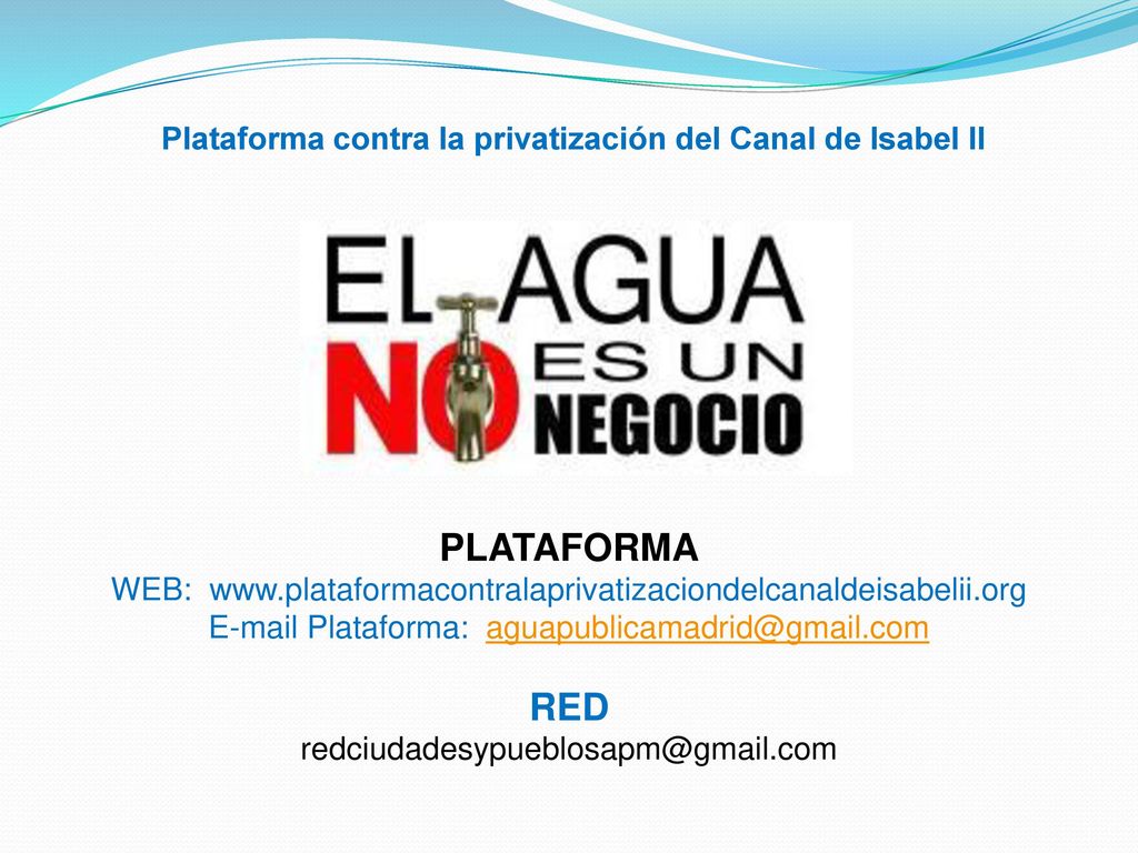 Plataforma contra la privatización del Canal de Isabel II