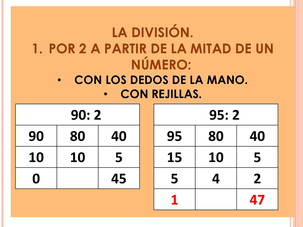 POR 2 A PARTIR DE LA MITAD DE UN NÚMERO: