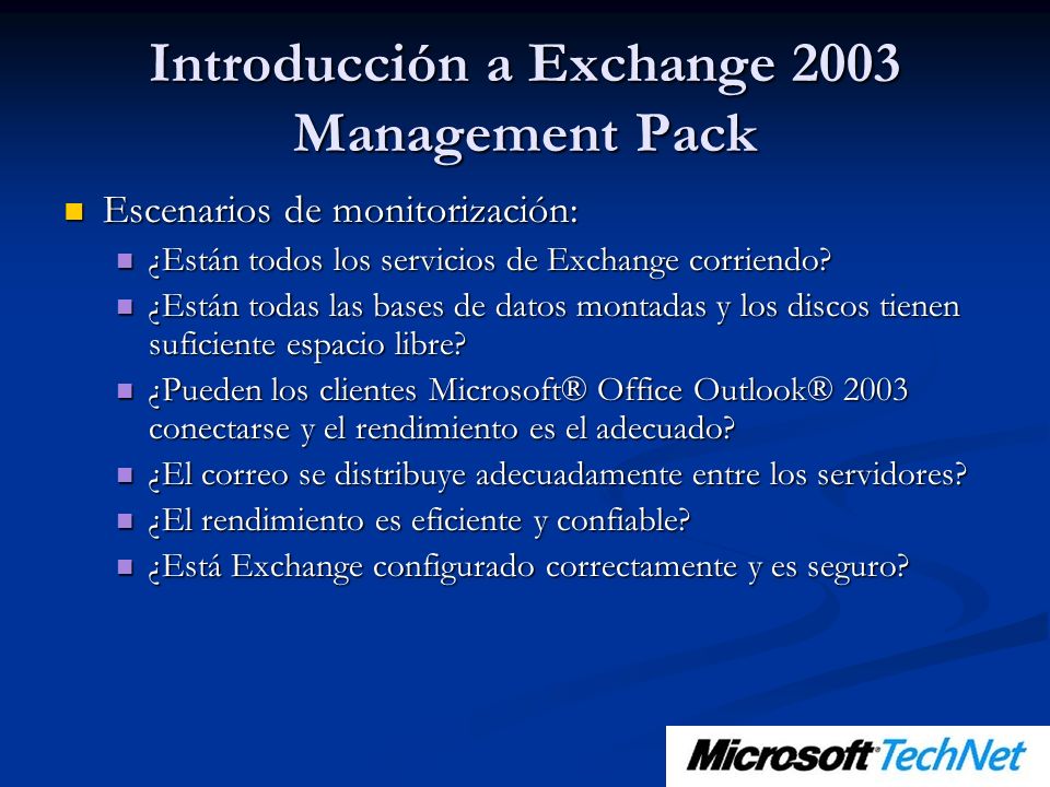 Introducción a Exchange 2003 Management Pack