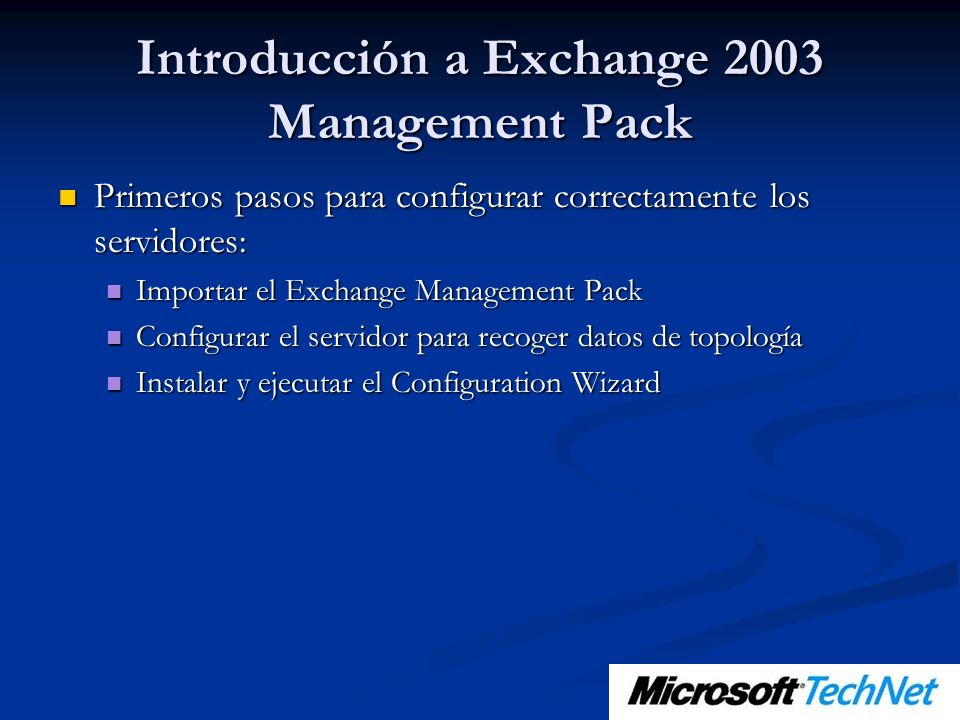 Introducción a Exchange 2003 Management Pack