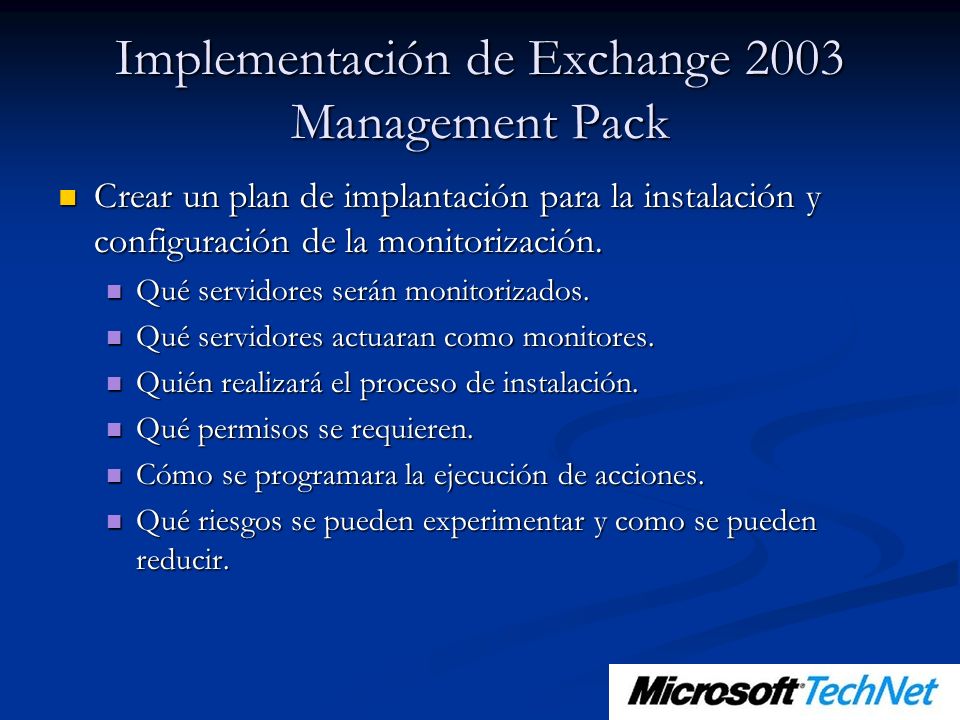 Implementación de Exchange 2003 Management Pack