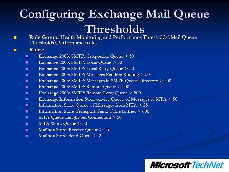 Configuring Exchange Mail Queue Thresholds
