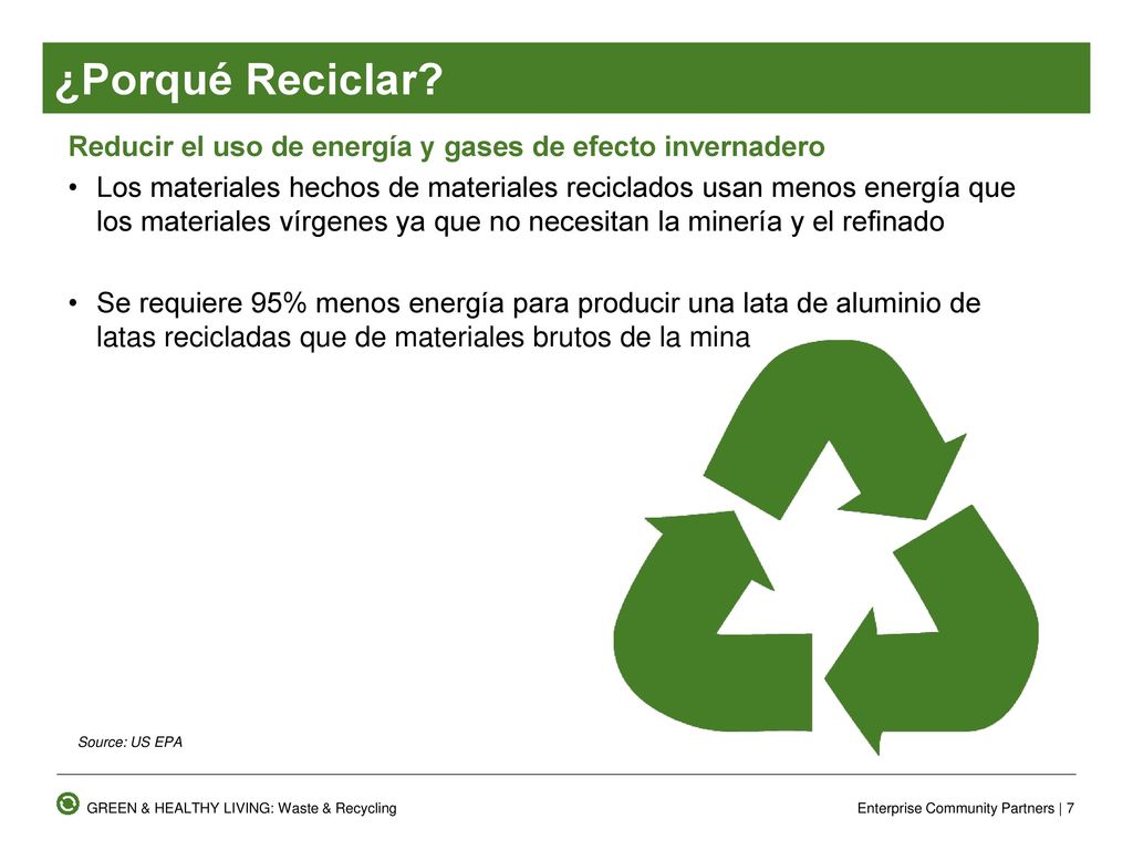 ¿Porqué Reciclar Reducir el uso de energía y gases de efecto invernadero.