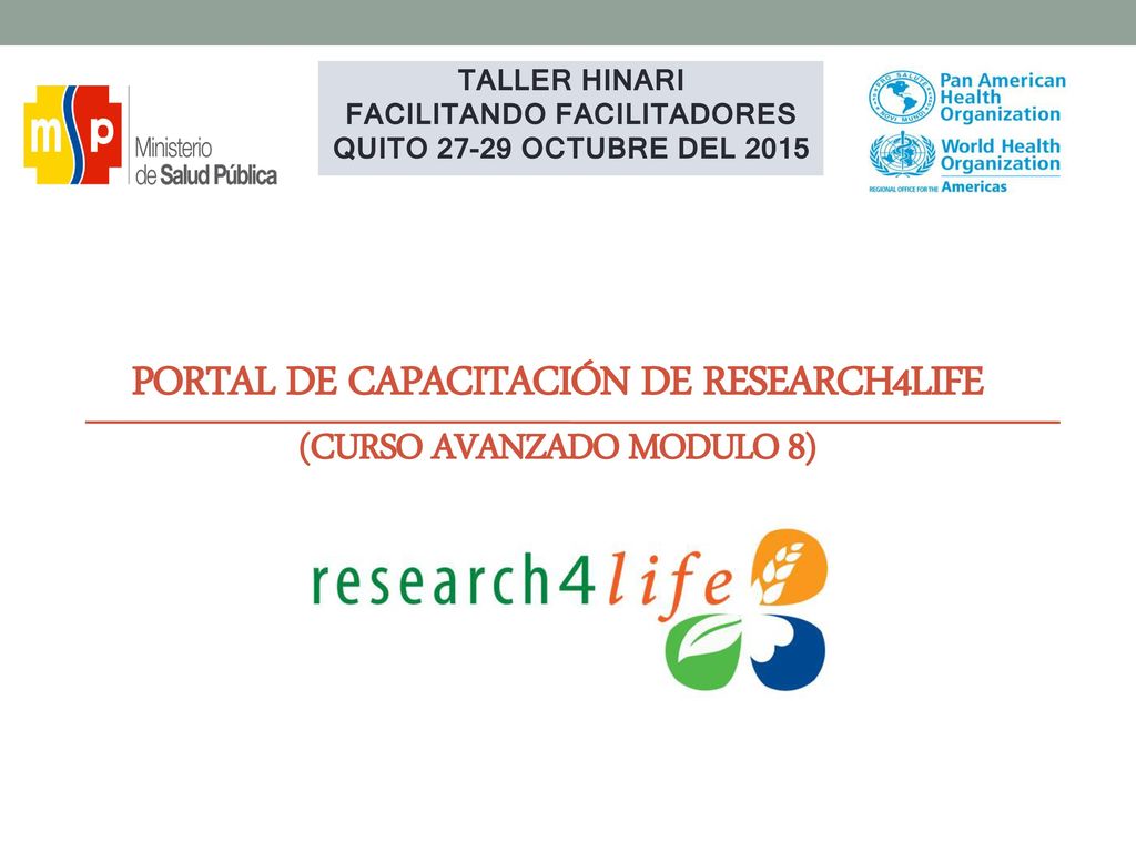 Portal de capacitación de Research4Life (Curso avanzado Modulo 8)
