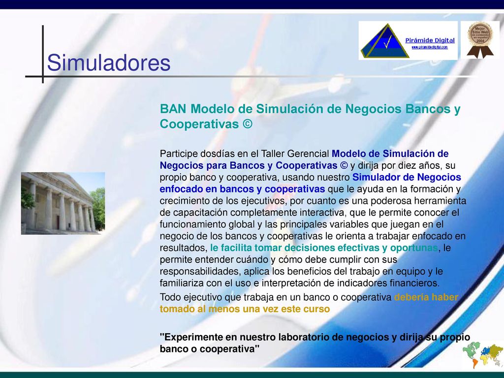 Simuladores BAN Modelo de Simulación de Negocios Bancos y Cooperativas ©