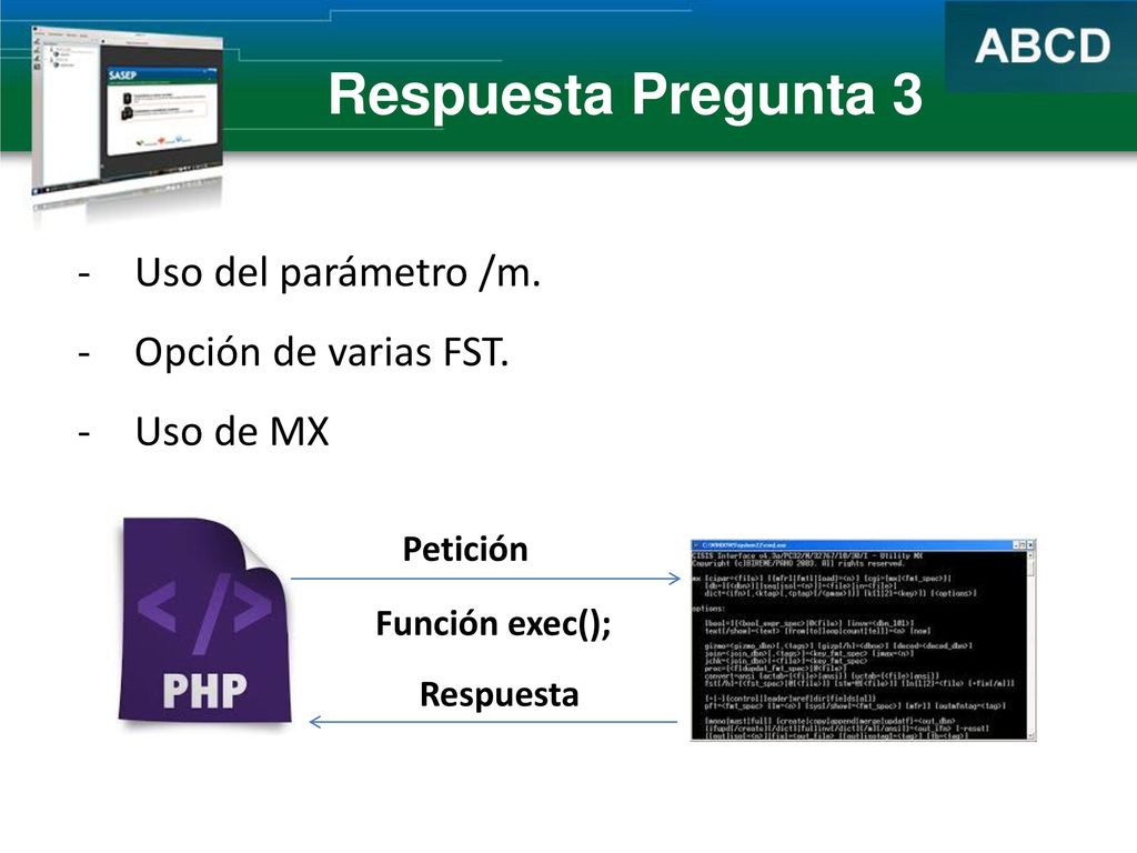 Respuesta Pregunta 3 Uso del parámetro /m. Opción de varias FST.
