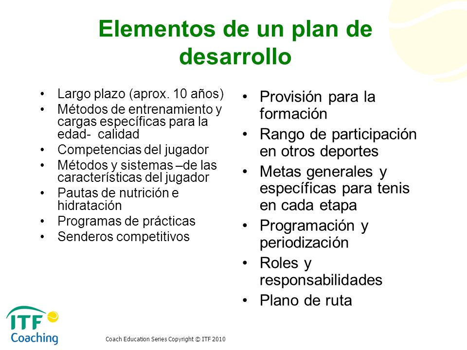 Elementos de un plan de desarrollo