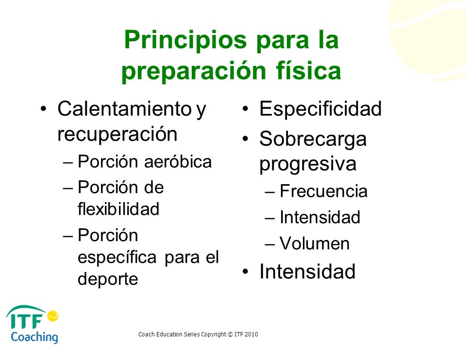 Principios para la preparación física