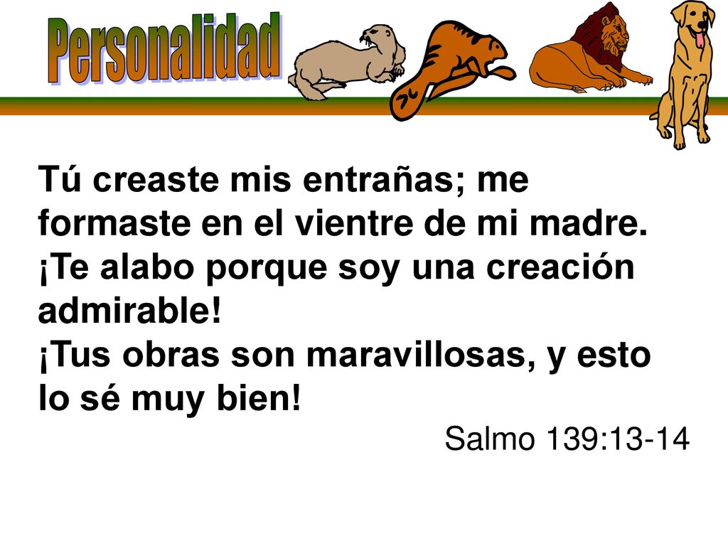 Tú creaste mis entrañas; me formaste en el vientre de mi madre.