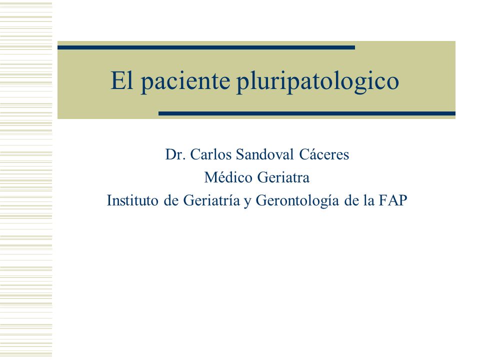 El paciente pluripatologico