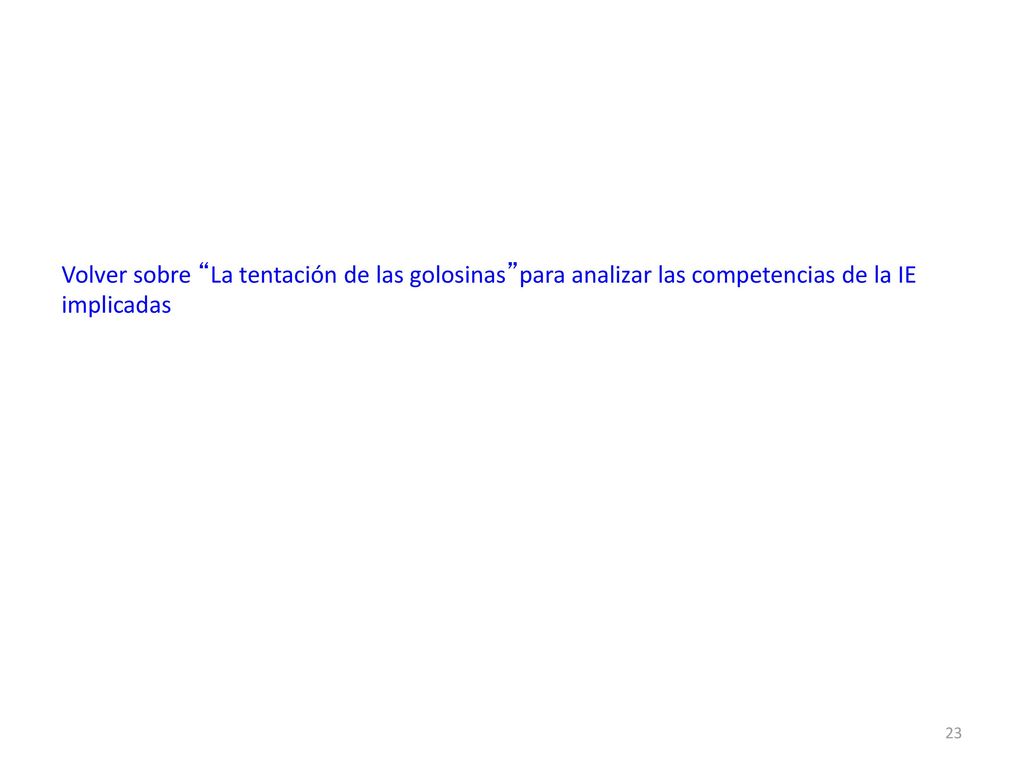Volver sobre La tentación de las golosinas para analizar las competencias de la IE implicadas