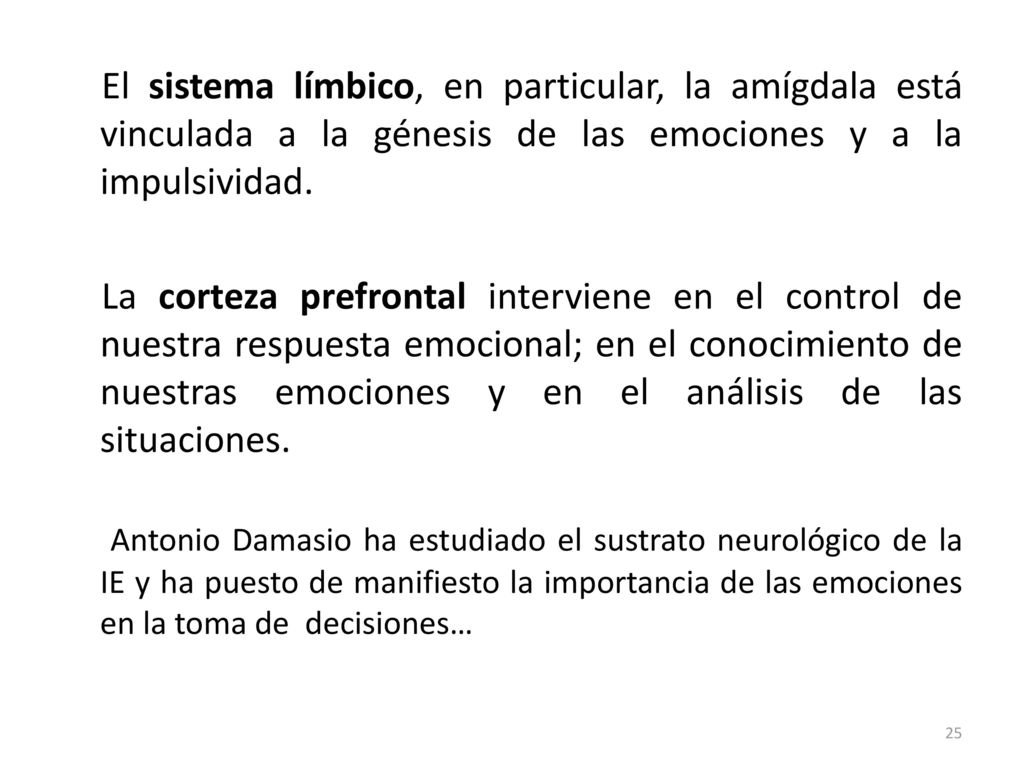 El sistema límbico, en particular, la amígdala está vinculada a la génesis de las emociones y a la impulsividad.