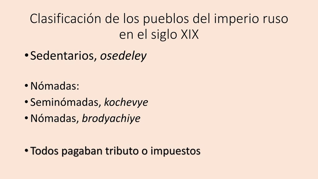 Clasificación de los pueblos del imperio ruso en el siglo XIX