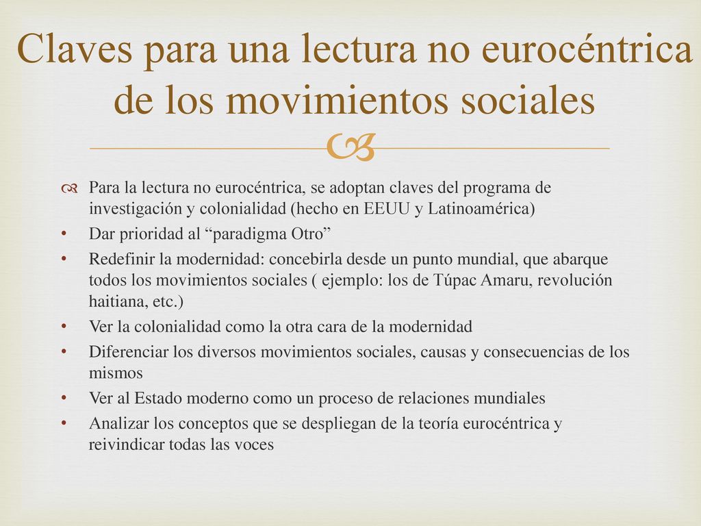 Claves para una lectura no eurocéntrica de los movimientos sociales