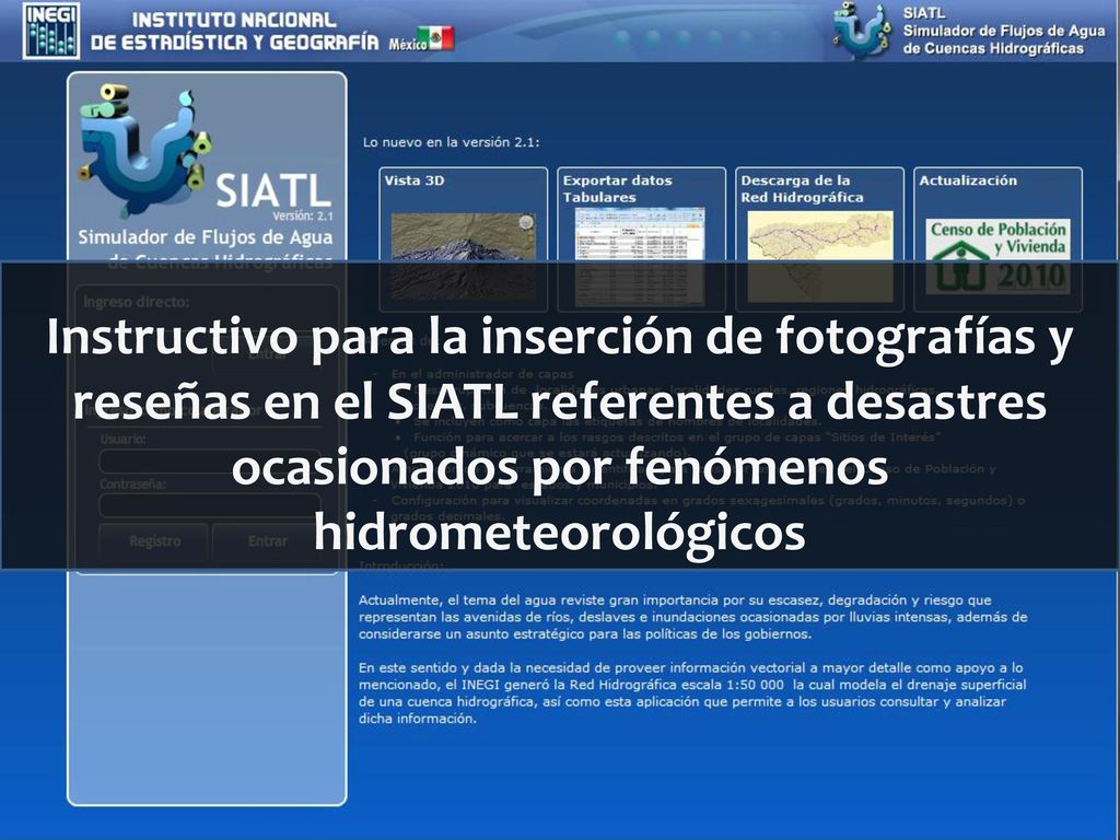Instructivo para la inserción de fotografías y reseñas en el SIATL referentes a desastres ocasionados por fenómenos hidrometeorológicos
