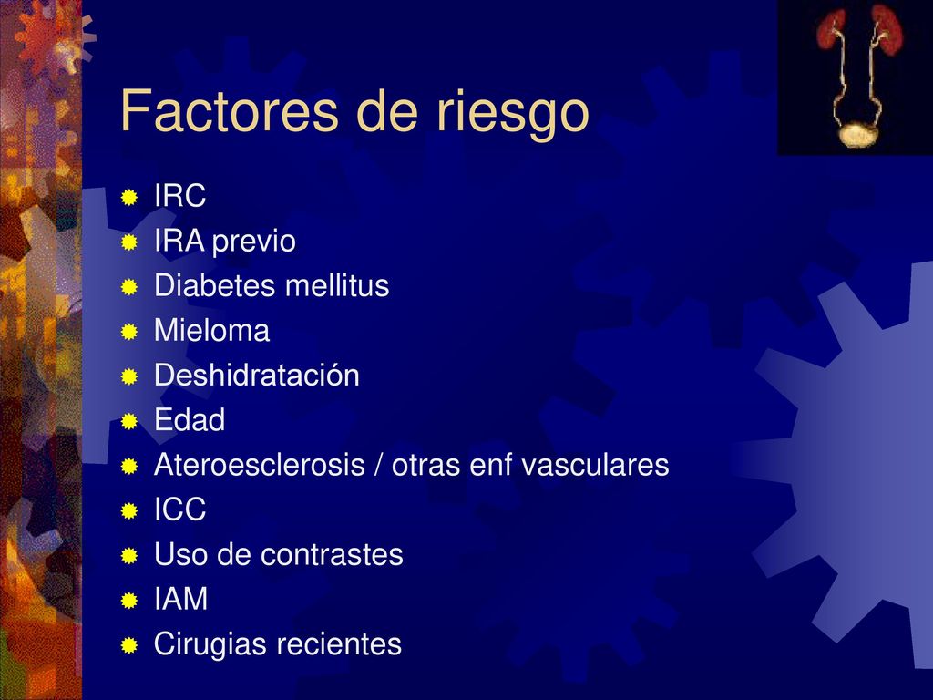 Factores de riesgo IRC IRA previo Diabetes mellitus Mieloma