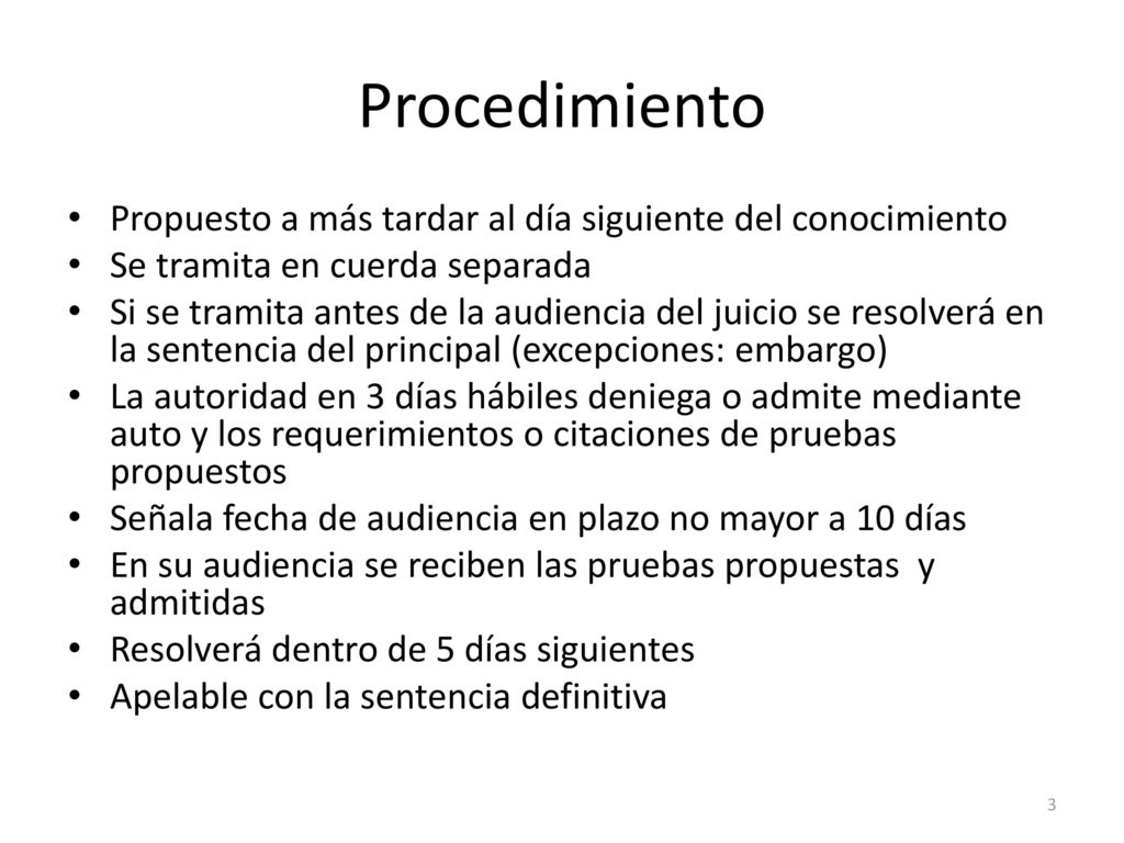 Procedimiento Propuesto a más tardar al día siguiente del conocimiento