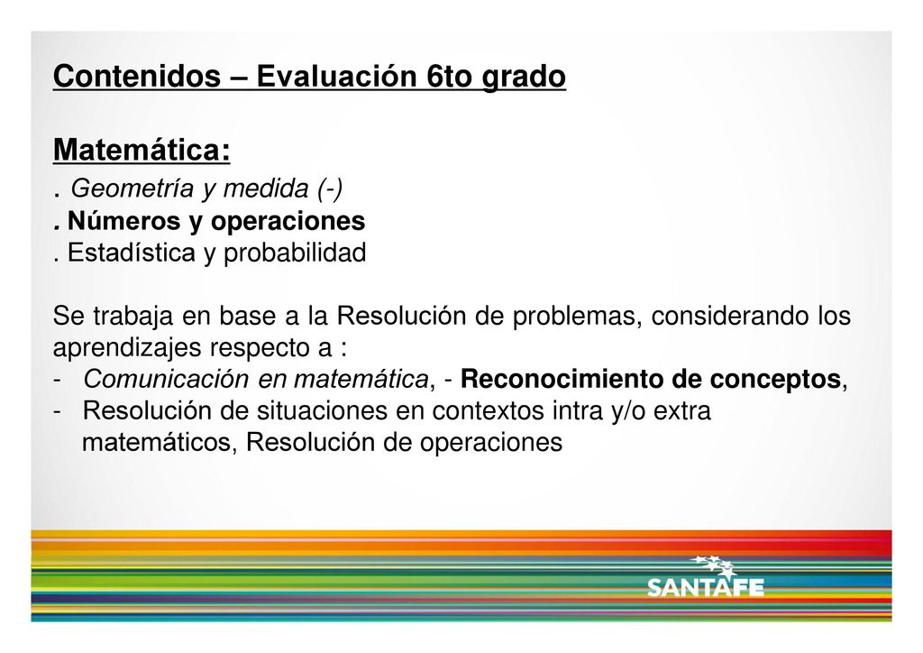 Contenidos – Evaluación 6to grado Matemática: . Geometría y medida (-)