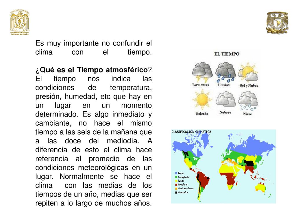 Es muy importante no confundir el clima con el tiempo