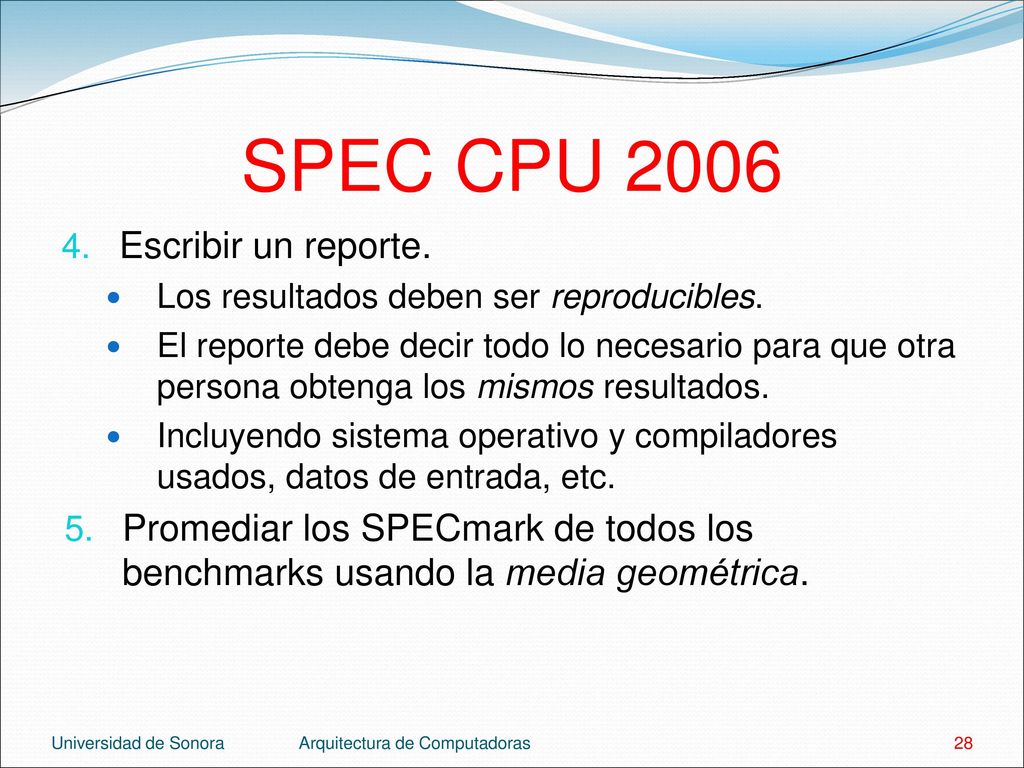 SPEC CPU 2006 Escribir un reporte.