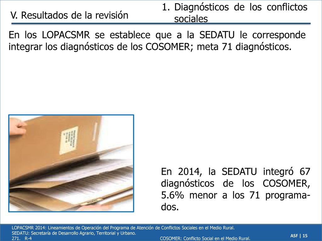 Diagnósticos de los conflictos sociales V. Resultados de la revisión
