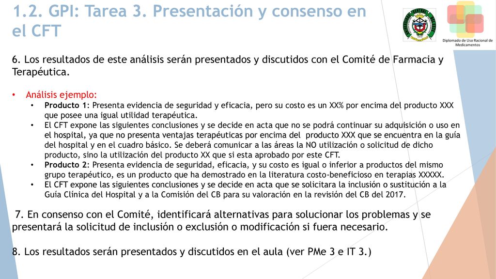 1.2. GPI: Tarea 3. Presentación y consenso en el CFT