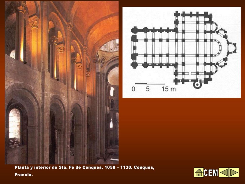 CEM Planta y interior de Sta. Fe de Conques – Conques,